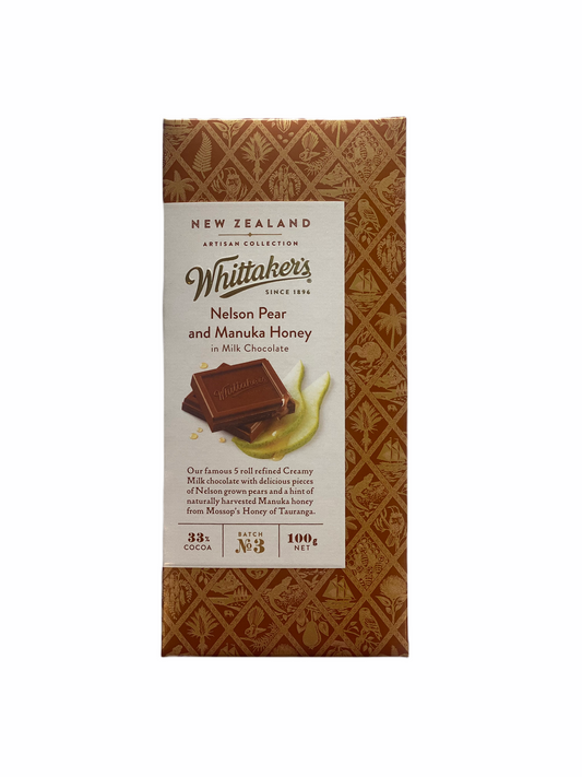 Manuka honey and pear Whitakers Chocolate bar